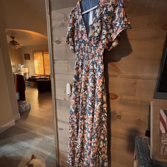 Baltic Born Dresses & Skirts - Baltic Born Navy and Peach Floral Maxi Dress